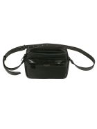 Saint Laurent Logo Front Pocket Top Zip Shoulder Bag Saint Laurent Logo Front Pocket Top Zip Shoulder Bag - Black