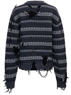 Balenciaga Destroyed Sweater In Wool Blend Balenciaga Destroyed Sweater In Wool Blend - Grey