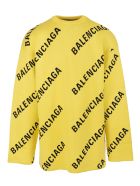 Unisex Yellow Allover Logo Crewneck Pullover Balenciaga Unisex Yellow Allover Logo Crewneck Pullover - Yellow/black