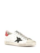Woman White Super-star Sneakers With Red Spoiler And Black Glitter Star Golden Goose Woman White Super-star Sneakers With Red Spoiler And Black Glitter Star