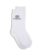 Balenciaga Cotton Socks With Contrasting Logo Balenciaga Cotton Socks With Contrasting Logo - White