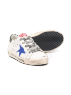 Kids White Super-star Sneakers With Blue Star And Black Spiler Golden Goose Kids White Super-star Sneakers With Blue Star And Black Spiler - Milk/blue/dark blue
