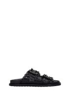Coral Blue Flats In Black Leather Coral Blue Flats In Black Leather - black