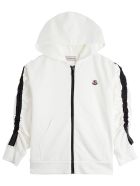 Moncler Black And White Jersey Hoodie With Logo Moncler Black And White Jersey Hoodie With Logo - White