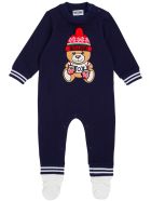 Moschino Blue Cotton Onesie With Teddy Bear Print Moschino Blue Cotton Onesie With Teddy Bear Print - Blu