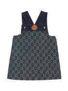 Gucci Blue Denim Dress With Straight Hem, No Sleeves And Logo Application Gucci Blue Denim Dress With Straight Hem, No Sleeves And Logo Application - Blu/avorio