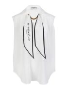 White Silk Top With Chain And Logo Scarf Givenchy White Silk Top With Chain And Logo Scarf - Bianco