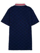 Gucci Blue Gg Cotton Polo Shirt With Contrasting Collar Gucci Blue Gg Cotton Polo Shirt With Contrasting Collar - Blu