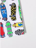 Stella McCartney Kids Cotton Bermuda Shorts With Skateboards Allover Print Stella McCartney Kids Cotton Bermuda Shorts With Skateboards Allover Print - White