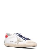 Man White Super-star Sneakers With Red Spoiler And Two-tone Laces Golden Goose Man White Super-star Sneakers With Red Spoiler And Two-tone Laces