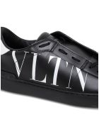 Valentino Garavani Open Leather Sneakers With Vltn Print Valentino Garavani Open Leather Sneakers With Vltn Print - White/black