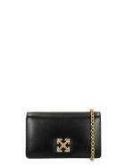 Off-White Shoulder Bag In Black Leather Off-White Shoulder Bag In Black Leather - black