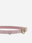 Pinko Leather Belt With Love Birds Buckle Pinko Leather Belt With Love Birds Buckle - Pink