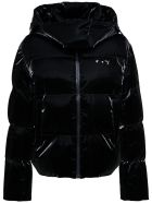 Off-White Black Velvety Fabric Down Jacket With Logo Off-White Black Velvety Fabric Down Jacket With Logo - Black
