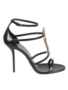 Logo Plaque Sandals Saint Laurent Logo Plaque Sandals - Black