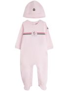 Moncler Onesie And Hat Suit In Pink Jersey Moncler Onesie And Hat Suit In Pink Jersey - Pink