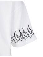 Man White T-shirt With Black Embroidered Flames Vision of Super Man White T-shirt With Black Embroidered Flames - White/black
