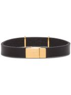 Saint Laurent Leather Bracelet With Logoed Buckle Saint Laurent Leather Bracelet With Logoed Buckle - Black