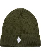 Marcelo Burlon Military Green Hat For Kids With Cross Marcelo Burlon Military Green Hat For Kids With Cross - Green