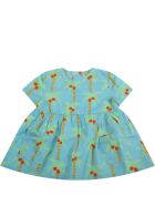Stella McCartney Kids Light Blue Dress For Babygirl With Palm Trees Stella McCartney Kids Light Blue Dress For Babygirl With Palm Trees - Light Blue