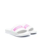 Moschino Slippers With Moschino Print Moschino Slippers With Moschino Print - Bianco-fucsia