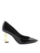 Saint Laurent Opyum Décolleté In Patent Leather With Monogram Detail Saint Laurent Opyum Décolleté In Patent Leather With Monogram Detail - Black