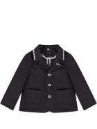 Armani Collezioni Blue Jacket For Baby Boy With Iconic Eagle Armani Collezioni Blue Jacket For Baby Boy With Iconic Eagle - Blue