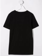 Kids Black T-shirt With White Velvet Logo Balmain Kids Black T-shirt With White Velvet Logo