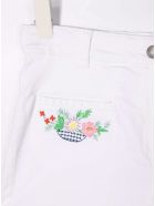 Stella McCartney Kids White Cotton Shorts With Floral Embroidery Stella McCartney Kids White Cotton Shorts With Floral Embroidery - White