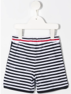 Newborn Shorts With White And Blue Stripes With Logo Moncler Newborn Shorts With White And Blue Stripes With Logo