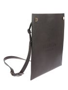 Valentino Garavani Engraved Logo Flat Shoulder Bag Valentino Garavani Engraved Logo Flat Shoulder Bag - Black