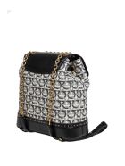 Salvatore Ferragamo Gancini Backpack In Leather And Fabric Salvatore Ferragamo Gancini Backpack In Leather And Fabric - Black