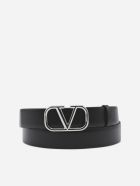 Valentino Garavani Vlogo Leather Belt Valentino Garavani Vlogo Leather Belt - Black
