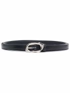Alexander McQueen Long Black Belt In Fused Metal Effect Leather Alexander McQueen Long Black Belt In Fused Metal Effect Leather - Black