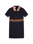 Gucci Blue Dress For Baby Girl With Double Gg Gucci Blue Dress For Baby Girl With Double Gg - Blue