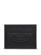 Balenciaga Grained Leather Cardholder With Logo Balenciaga Grained Leather Cardholder With Logo - Black