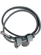 Alexander McQueen Skull Charm Leather Double-wrap Bracelet Alexander McQueen Skull Charm Leather Double-wrap Bracelet - grey