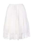 White Flounced Skirt With Lace Inserts Ermanno Scervino White Flounced Skirt With Lace Inserts