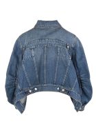Woman Denim Jacket With Blouse Sleeves Alexander McQueen Woman Denim Jacket With Blouse Sleeves - Indigo washed
