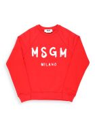 MSGM Logo Cotton Sweatshirt MSGM Logo Cotton Sweatshirt - STRAWBERRY RED