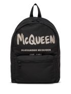 Alexander McQueen Metropolitan Graffiti Fabric Backpack With Logo Alexander McQueen Metropolitan Graffiti Fabric Backpack With Logo - Black