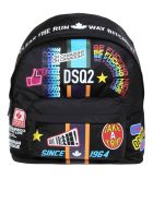 Dsquared2 Traveler Stickers Backpack In Nylon Dsquared2 Traveler Stickers Backpack In Nylon - Black