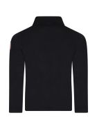 Moncler Black Turtleneck For Girl With Pink Logo Moncler Black Turtleneck For Girl With Pink Logo - Black