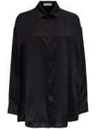 Balenciaga Silk Satin Shirt With Contrast Back Print Balenciaga Silk Satin Shirt With Contrast Back Print - Black
