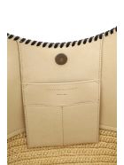 Large Faux Leather And Raffia Tote With Chain Stella McCartney Large Faux Leather And Raffia Tote With Chain - Black
