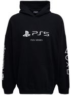 Balenciaga Black Cotton Hoodie With Boxy Print Balenciaga Black Cotton Hoodie With Boxy Print - Black
