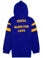 Gucci Blue Cotton Hoodie With Print Gucci Blue Cotton Hoodie With Print - Blu