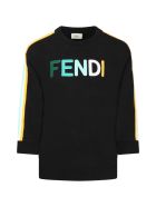 Fendi Black Sweatshirt For Kids With Colorful Logo Fendi Black Sweatshirt For Kids With Colorful Logo - Dem Black Greene Rainbow