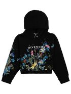 Givenchy Black Cottonhoodie With Floral Logo Print Givenchy Black Cottonhoodie With Floral Logo Print - Black