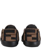 Fendi Brown Sneakers For Babykids With Double Ff Fendi Brown Sneakers For Babykids With Double Ff - Brown